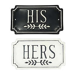 Bee & Willow™ "His Hers" 10-Inch x 9-Inch Wall Art in Black/White (Set of 2)