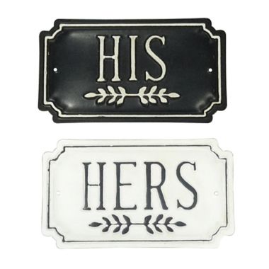 Bee & Willow&trade; "His Hers" 10-Inch x 9-Inch Wall Art in Black/White (Set of 2). View a larger version of this product image.