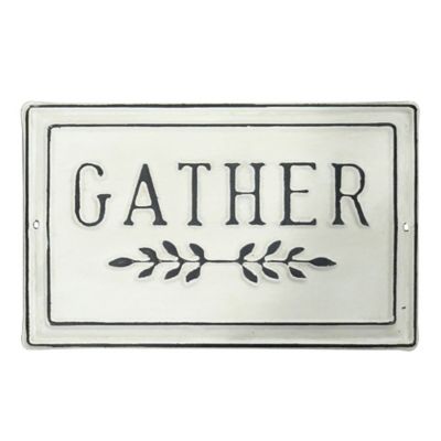 Bee & Willow&trade; &quot;GATHER&quot; 8-Inch x 5.25-Inch Metal Wall Art in Black/White
