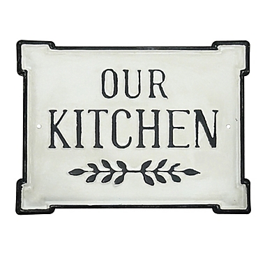 Bee & Willow&trade; "OUR KITCHEN" 10-Inch x 9-Inch Metal Wall Art in Black/White. View a larger version of this product image.
