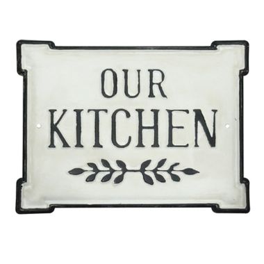 Bee & Willow&trade; "OUR KITCHEN" 10-Inch x 9-Inch Metal Wall Art in Black/White. View a larger version of this product image.