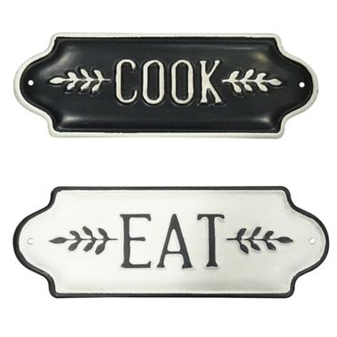 Bee & Willow&trade; "COOK-EAT" 10-Inch x 9-Inch Wall Art in Black/White (Set of 2). View a larger version of this product image.