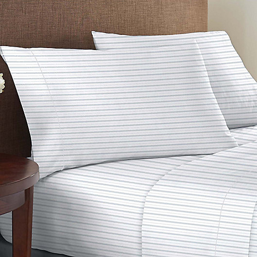 Alternate image 1 for Therapedic® Wholistic™ 400-Thread-Count Performance Sateen Queen Sheet Set in Ticking Stripe