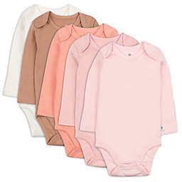 The Honest Company® 5-Pack Long Sleeve Organic Cotton Bodysuits in Pink Sands