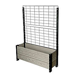 EverBloom Footed Trough Planter with Trellis in Grey/Black