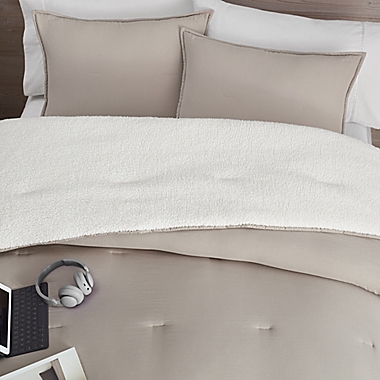 UGG&reg; Devon Sherpa 2-Piece Reversible Twin/Twin XL Comforter Set in Oatmeal. View a larger version of this product image.