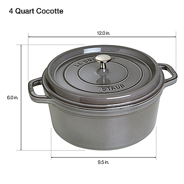Staub 4 qt. Cast Iron Round French Cocotte in Graphite. View a larger version of this product image.