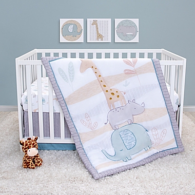 Sammy &amp; Lou 4-Piece Safari Babies Crib Bedding Set in Blue/Teal. View a larger version of this product image.