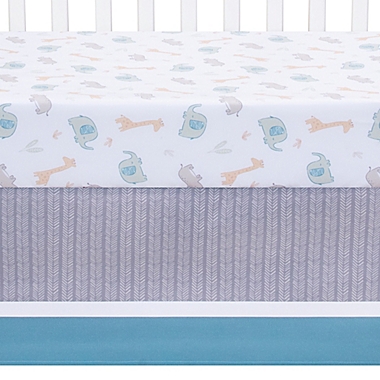Sammy &amp; Lou 4-Piece Safari Babies Crib Bedding Set in Blue/Teal. View a larger version of this product image.