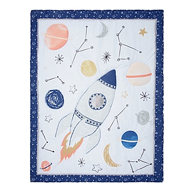 Sammy &amp; Lou 4-Piece Cosmic Rocket Crib Bedding Set in Navy/Orange. View a larger version of this product image.