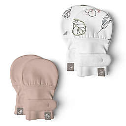 goumi® Organic Cotton Size 0-3M 2-Pack Floral Rose Mitts in Pink