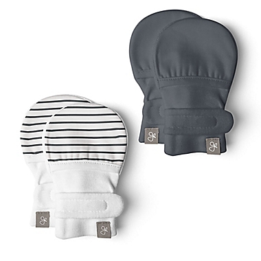 goumi&reg; Organic Cotton Size 0-3M 2-Pack Midnight Mitts in Grey. View a larger version of this product image.