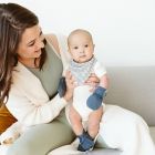 Alternate image 2 for goumi 2-Pack Reversible Bandana Bibs in Stripe Gray/Midnight