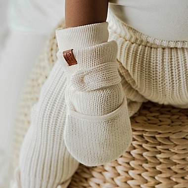 goumi Size 0-3M Organic Cotton Knit Mitt and Bootie Set in Milk. View a larger version of this product image.