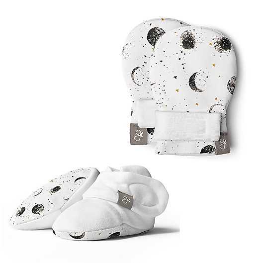 Alternate image 1 for goumi® Preemie Many Moons Mitt and Boot Set in White