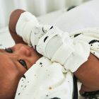 Alternate image 1 for goumi Size 0-3M 2-Piece Mitts and Booties Set in White/Black