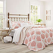 Laura Ashley&reg; Coral Coast Reversible 3-Piece Full/Queen Quilt Set in Coral