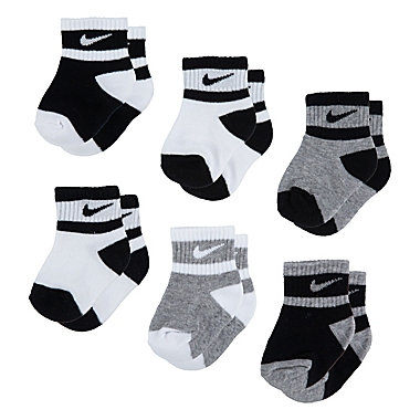Nike&reg; Toddler 6-Pack Swoosh Socks in Black/White/Grey. View a larger version of this product image.
