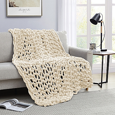 Morgan Home Chunky Knit Chenille Throw Blanket in Ivory. View a larger version of this product image.
