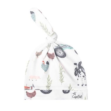 Copper Pearl Size 0-4M Jo Top Knot Hat in White. View a larger version of this product image.