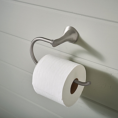 Moen&reg; Darcy Press &amp; Mark Wall Mount Toilet Paper Holder in Brushed Nickel. View a larger version of this product image.