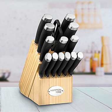 Hampton Forge&reg; Epicure 15-Piece Soft Grip Knife Block Set in Black. View a larger version of this product image.