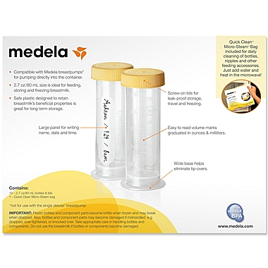 Medela&reg; Breast Milk Freezing and Storage 2.7oz Containers with Lids Set of 12. View a larger version of this product image.
