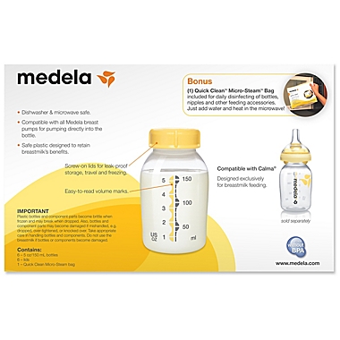 Medela&reg; 6-Piece Breastmilk Collection & Storage Bottle Set. View a larger version of this product image.