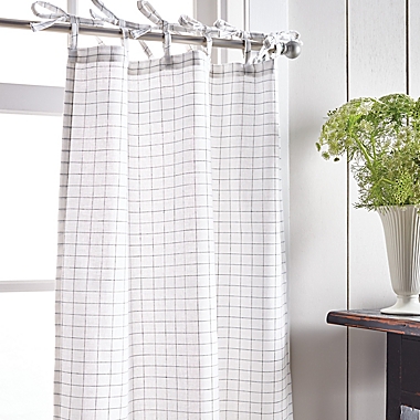 Martha Stewart Pinstripe Plaid Valance and Window Curtain Tier Pair Set in White/Black. View a larger version of this product image.