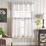 Martha Stewart Pinstripe Plaid Valance and Window Curtain Tier Pair Set in White/Black