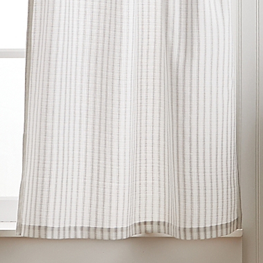 Martha Stewart Ticking Stripe Valance and Window Curtain Tier Pair Set in White/Grey. View a larger version of this product image.