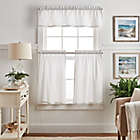 Alternate image 0 for Martha Stewart Ticking Stripe Valance and Window Curtain Tier Pair Set in White/Grey