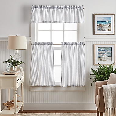 Martha Stewart Ticking Stripe Valance and Window Curtain Tier Pair Set. View a larger version of this product image.