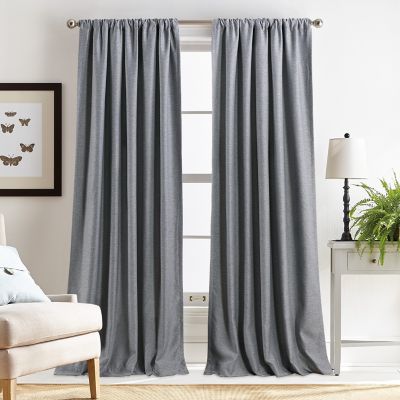 Martha Stewart Clarkson Poletop Curtain Panel, Pair, Solid, Grey 50"x84", Adult