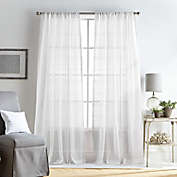Martha Stewart Delicate Stripe 95-Inch Rod Pocket Sheer Window Curtain Panels in White (Set of 2)