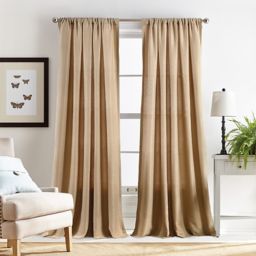 Martha Stewart Chenille Stitch 2-Pack 95-Inch Rod Pocket Window Curtain Panels in Camel
