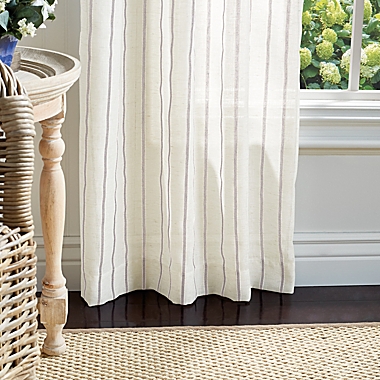 Martha Stewart Laguna Stripe 95-Inch Tie Top Sheer Window Curtain Panels in Mocha (Set of 2). View a larger version of this product image.