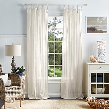 Martha Stewart Laguna Stripe 95-Inch Tie Top Sheer Window Curtain Panels in Mocha (Set of 2). View a larger version of this product image.