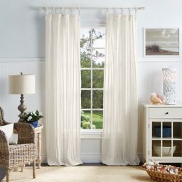 Martha Stewart Laguna Stripe 95-Inch Tie Top Sheer Window Curtain Panels in Mocha (Set of 2)
