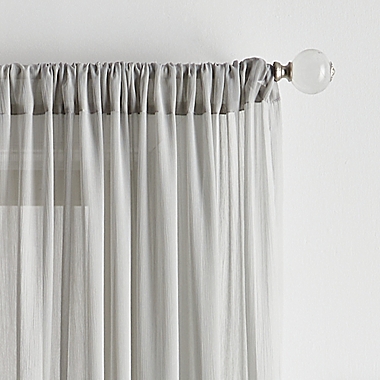 Martha Stewart Glacier Rod Pocket Sheer Window Curtain Panels in Silver (Set of 2). View a larger version of this product image.