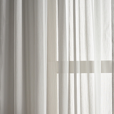 Martha Stewart Glacier Rod Pocket Sheer Window Curtain Panels in Silver (Set of 2). View a larger version of this product image.