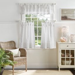 Martha Stewart Laguna Stripe Valance and Window Curtain Tier Pair Set in Mocha
