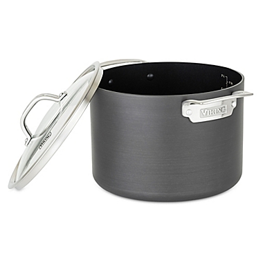 Viking&reg; Hard Anodized Nonstick 8 qt. Covered Stock Pot in Black. View a larger version of this product image.