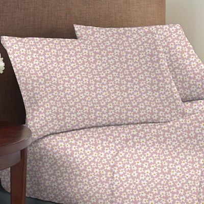 Wild Sage&trade; Brushed Cotton 225-Thread-Count Daisy Print Twin Sheet Set in Peachskin