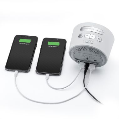iHome&reg; Bluetooth&reg; Alarm Clock in White with Dual USB Ports and Nightlight. View a larger version of this product image.