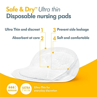 Medela&reg; Safe &amp; Dry&trade; 30-Count Ultra Thin Disposable Nursing Pads. View a larger version of this product image.