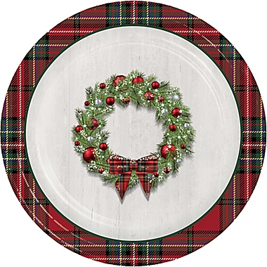 Bee &amp; Willow&trade; 12-Count Holiday Wreath Paper Lunch Plates. View a larger version of this product image.