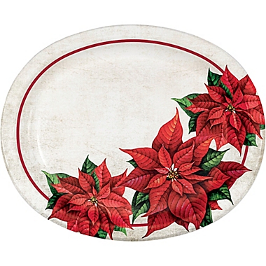 Bee &amp; Willow&trade; 10-Count Poinsettia Paper Oval Dinner Plates. View a larger version of this product image.