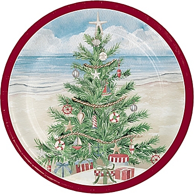 12-Count Coastal Christmas Tree Paper Lunch Plates. View a larger version of this product image.
