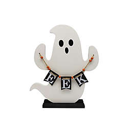 13.25-Inch "Eek" Standing Ghost Sign in White/Black